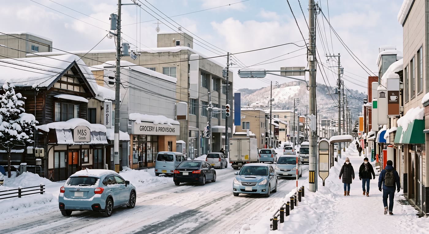 積雪した街並み